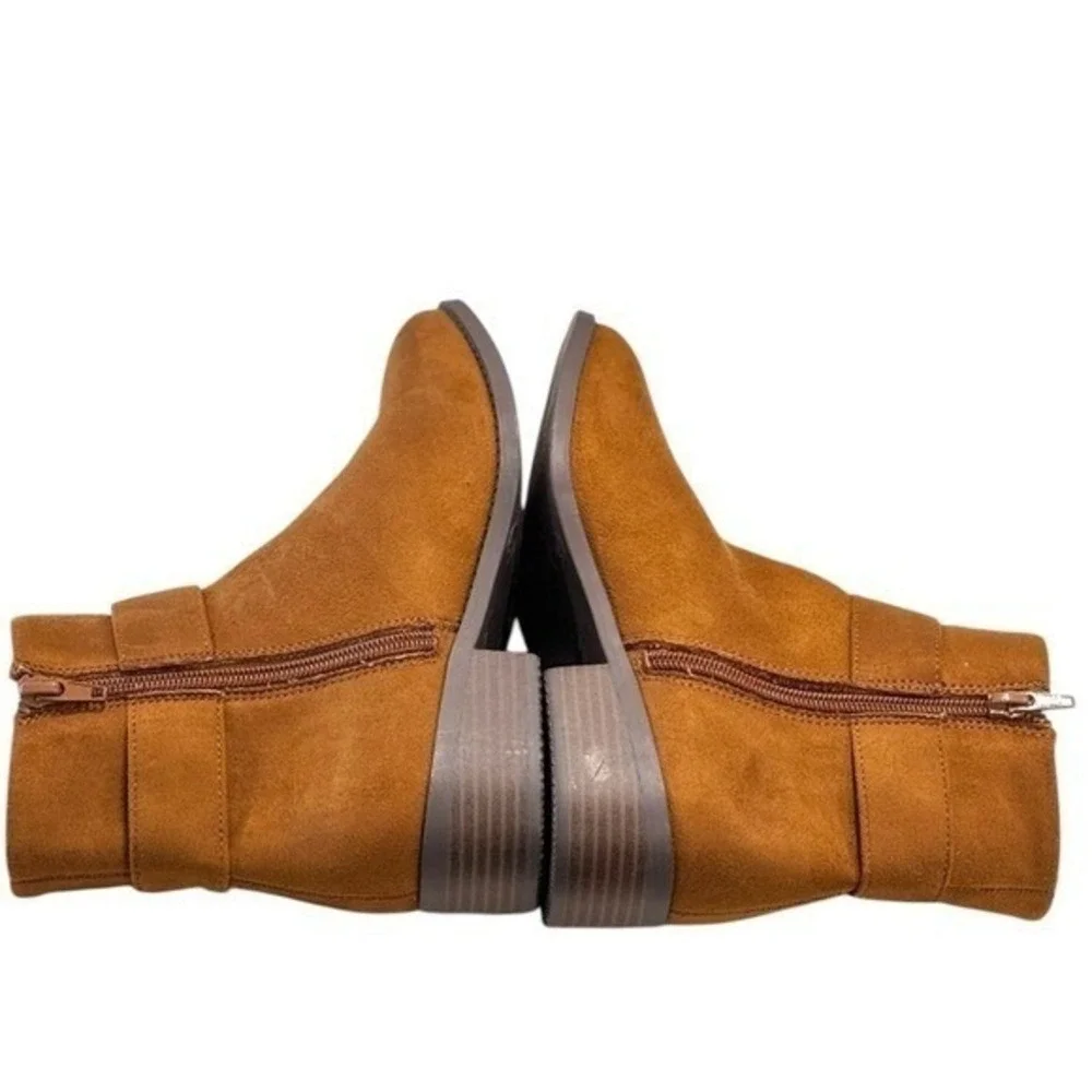 Steve Madden Kids Brown Cognac Faux Suede Buckle Ankle Boots Size 4